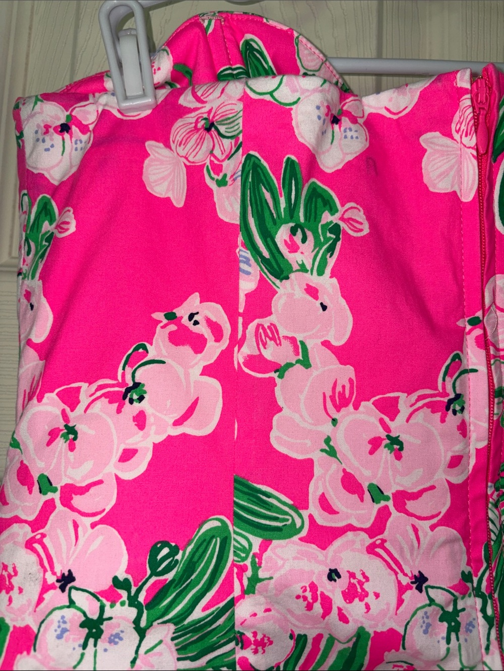 Lilly Pulitzer Hot Pink Floral Strapless Tie-Waist Dress size 6 - Picture 3 of 6